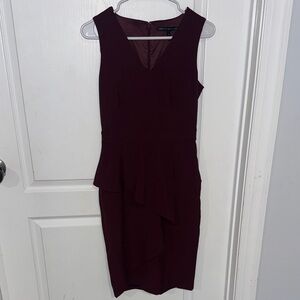 White House Black Market Women’s Dress Sleeveless Maroon 0 Peplum